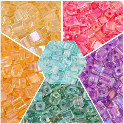 50 Pieces Glass Square Solid Color Beads