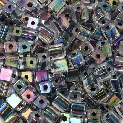 50 Pieces Glass Square Solid Color Beads