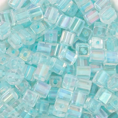 50 Pieces Glass Square Solid Color Beads