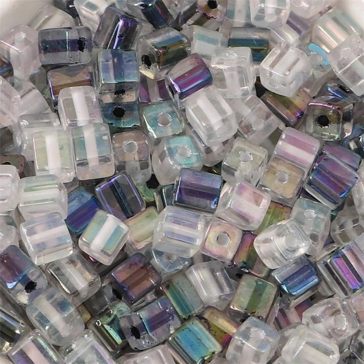 50 Pieces Glass Square Solid Color Beads