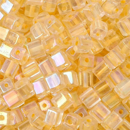 50 Pieces Glass Square Solid Color Beads