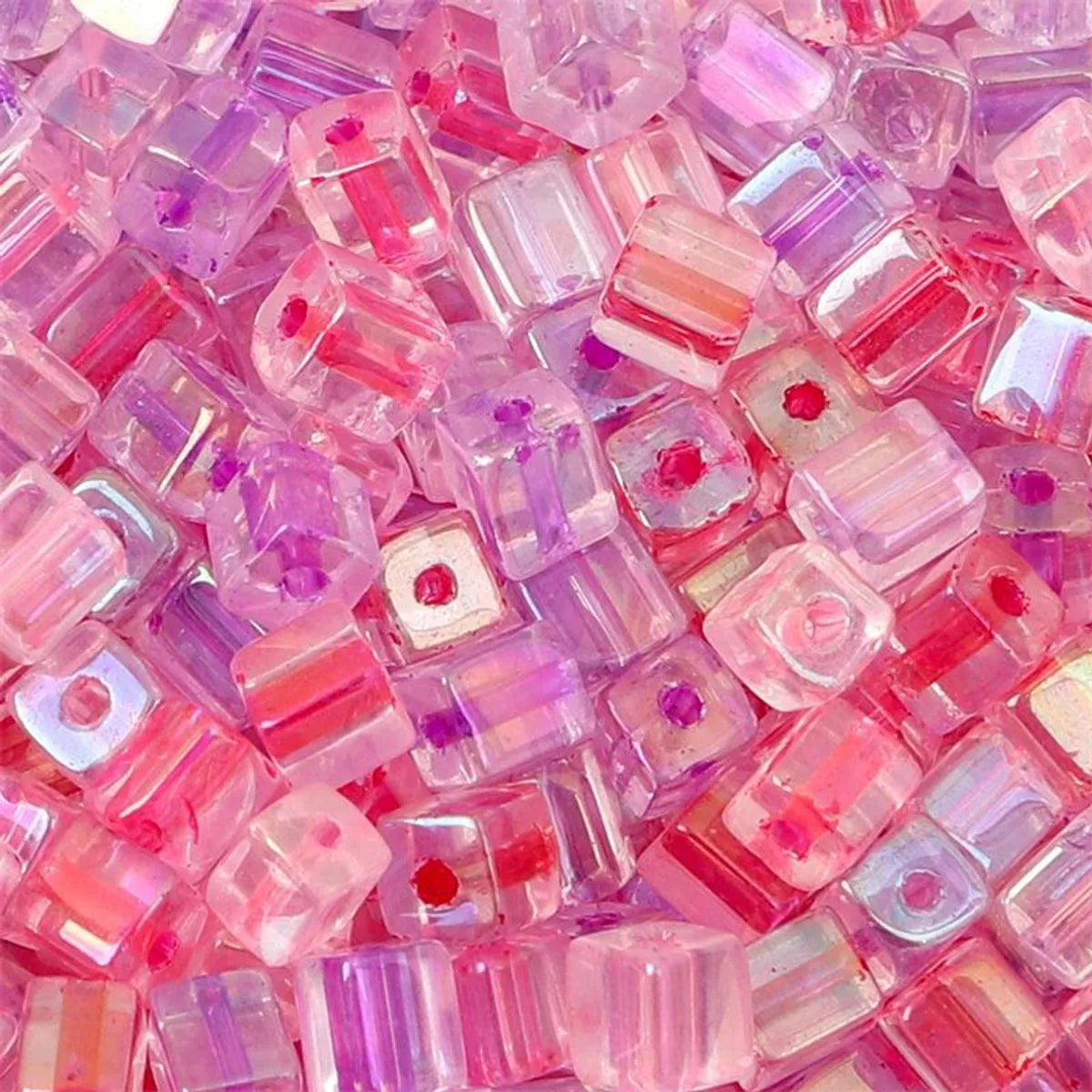 50 Pieces Glass Square Solid Color Beads