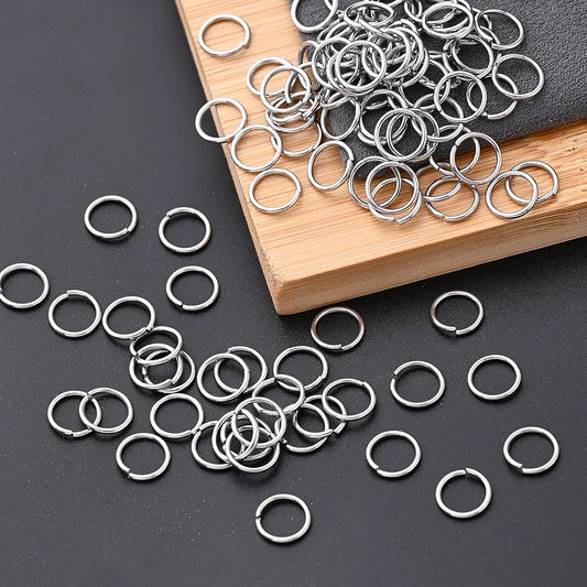 500 Pcs/Package 8x0.9mm Hole 6~9.9mm 304 Stainless Steel Circle Simple Solid Color Polished Open Jump Rings