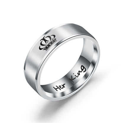 Titanium Steel Retro Love Ilove You Hand In Hand Couple Ring