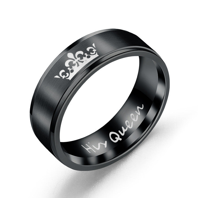 Titanium Steel Retro Love Ilove You Hand In Hand Couple Ring