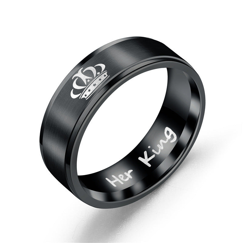 Titanium Steel Retro Love Ilove You Hand In Hand Couple Ring