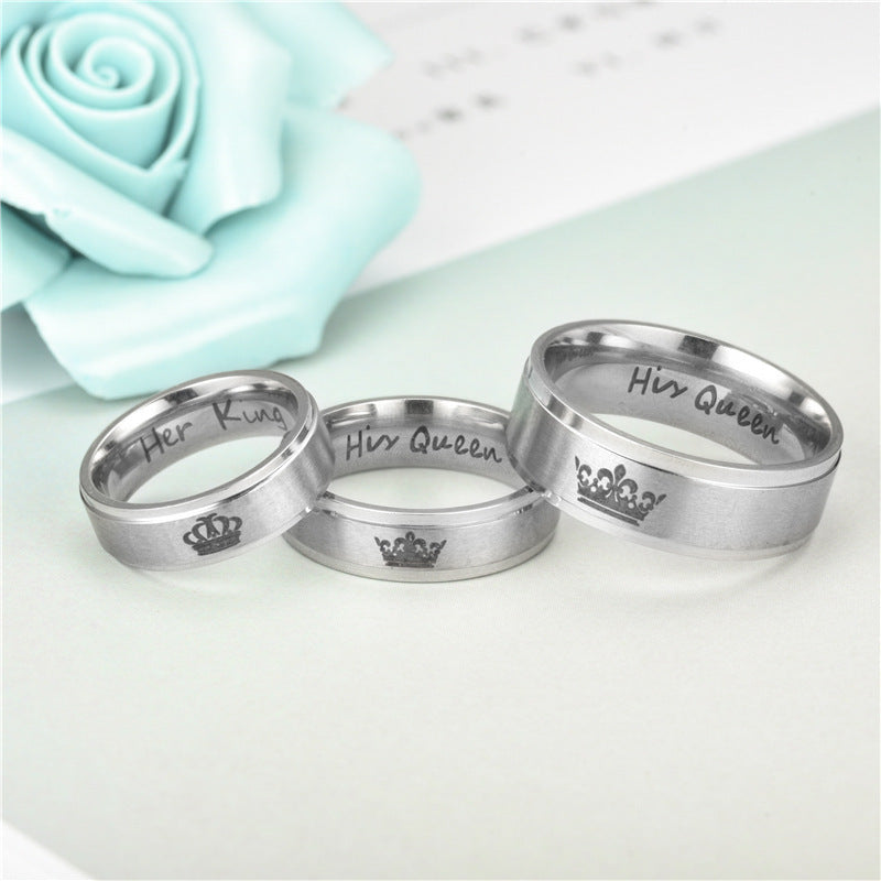 Titanium Steel Retro Love Ilove You Hand In Hand Couple Ring