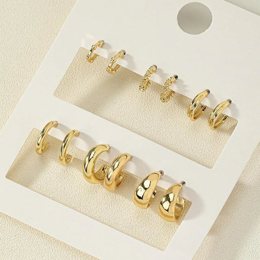 6 Pairs Casual Simple Style Letter Plating Alloy 16K Gold Plated Ear Studs