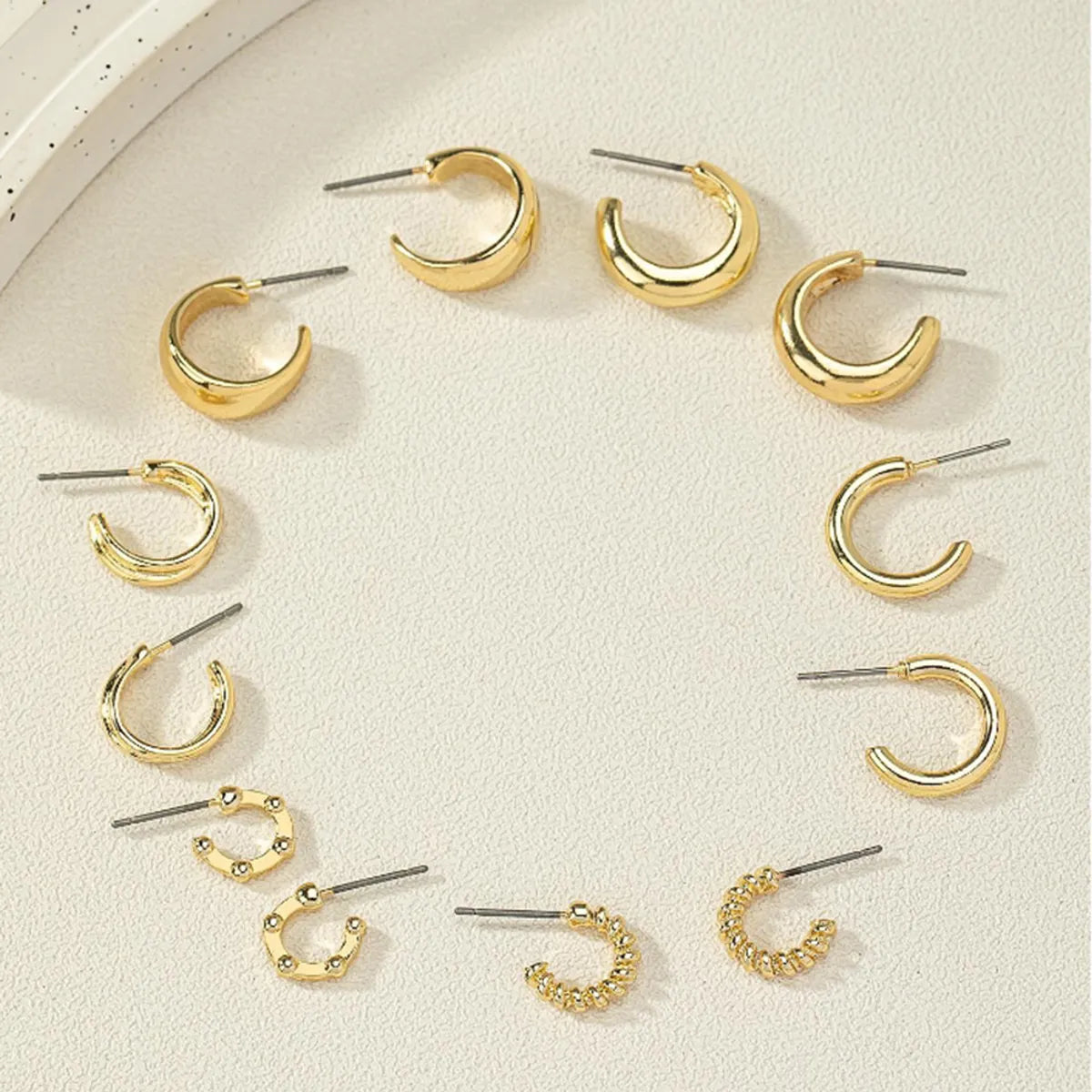 6 Pairs Casual Simple Style Letter Plating Alloy 16K Gold Plated Ear Studs