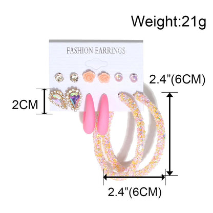 6 Pairs Of Sequin Earrings Set European And American Multi-Style Earrings Wholesale