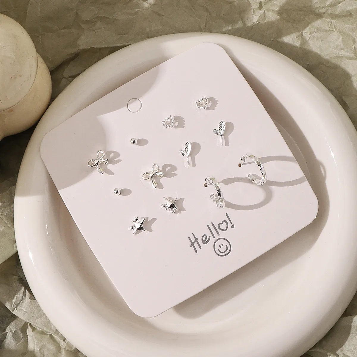 6 Pairs Preppy Style Sweet Simple Style Solid Color Plating Alloy Silver Plated Ear Studs