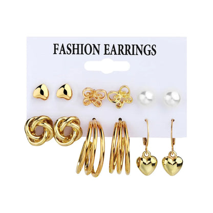 6 Pairs Retro Luxurious Classic Style Animal Heart Shape Butterfly Plating Inlay Alloy Artificial Pearls Gold Plated Silver Plated Drop Earrings Ear Studs