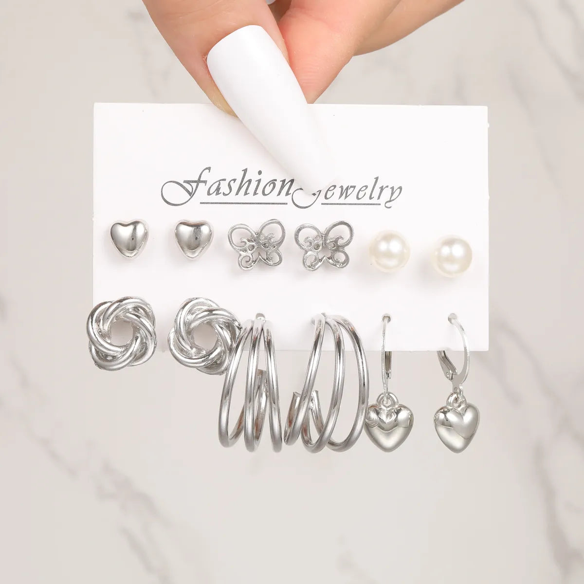 6 Pairs Retro Luxurious Classic Style Animal Heart Shape Butterfly Plating Inlay Alloy Artificial Pearls Gold Plated Silver Plated Drop Earrings Ear Studs