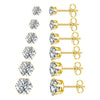 6 Pairs Simple Style Round Inlay Stainless Steel Zircon 18K Gold Plated Ear Studs