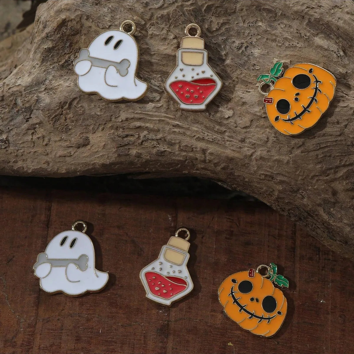 6 Pieces Alloy Halloween Pattern Pendant