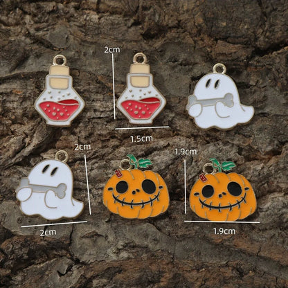 6 Pieces Alloy Halloween Pattern Pendant