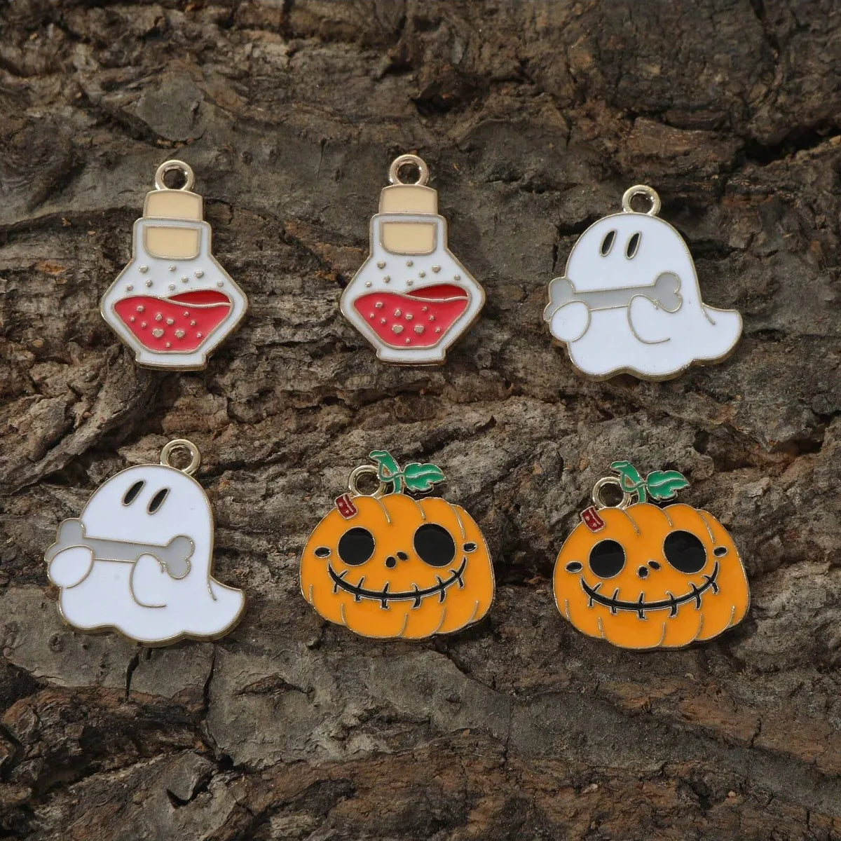 6 Pieces Alloy Halloween Pattern Pendant