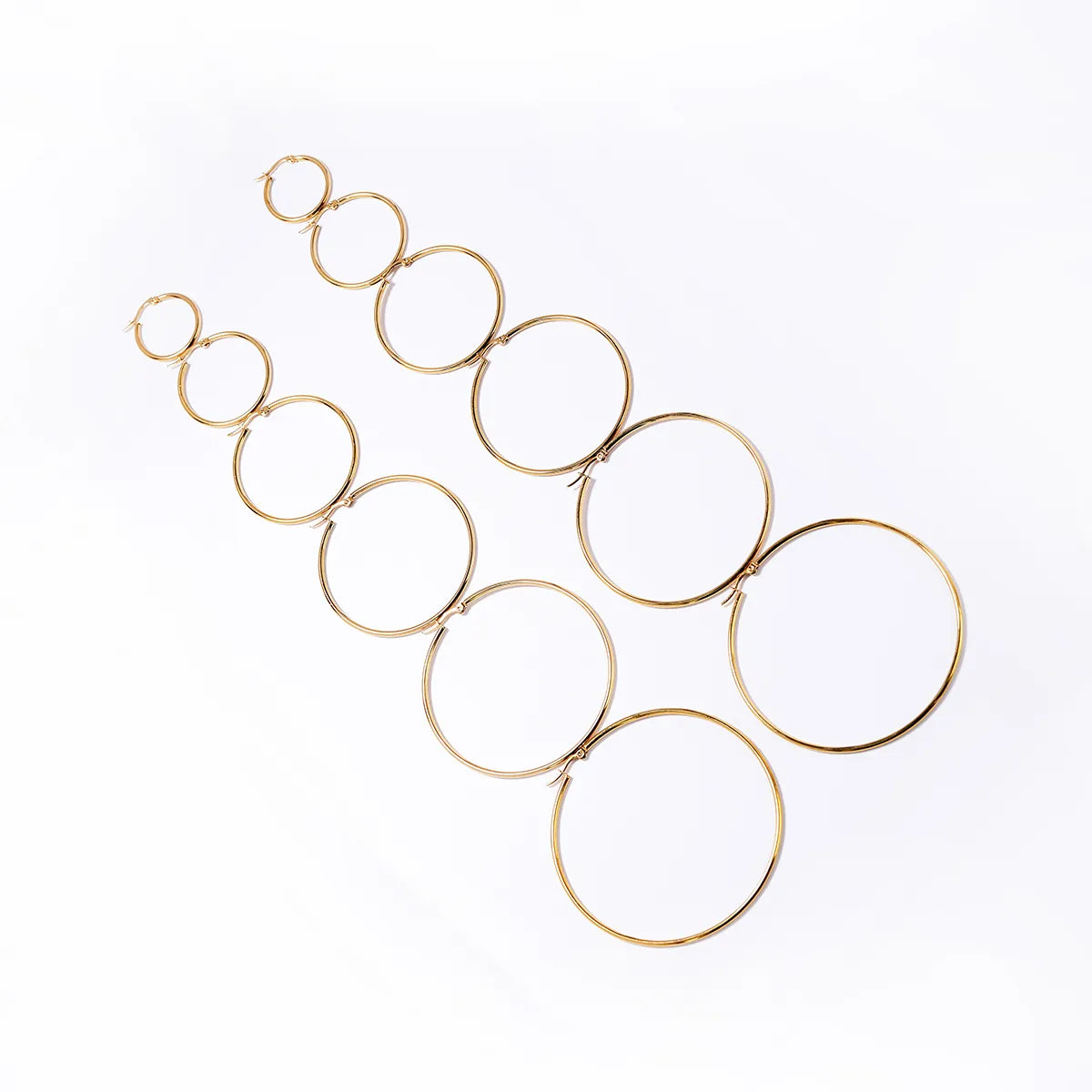 6 Pieces Basic Rock Modern Style Circle Plating Stainless Steel 18k Gold Plated White Gold Plated Earrings