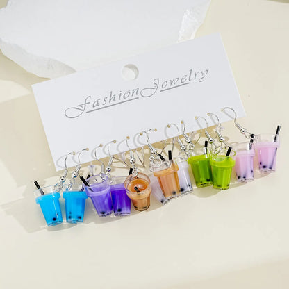 6 Pieces Cartoon Style Cute Color Block Resin Drop Earrings