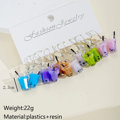 6 Pieces Cartoon Style Cute Color Block Resin Drop Earrings