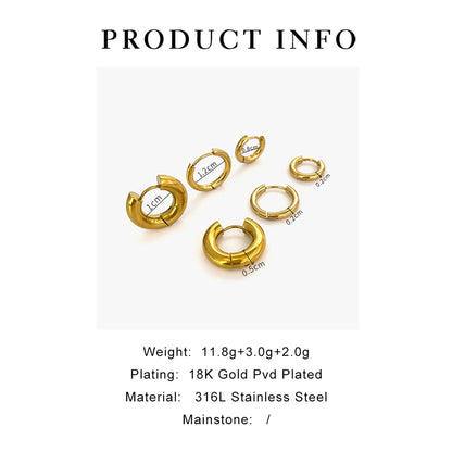 6 Pieces IG Style Simple Style Commute Geometric 316L Stainless Steel  18K Gold Plated Earrings