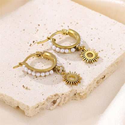 6 Pieces Simple Style Commute Sun Star Moon Asymmetrical Plating Stainless Steel 18k Gold Plated Drop Earrings