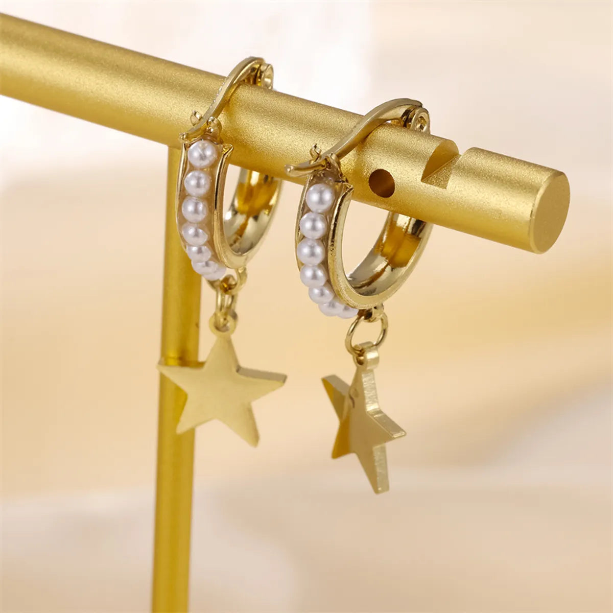 6 Pieces Simple Style Commute Sun Star Moon Asymmetrical Plating Stainless Steel 18k Gold Plated Drop Earrings