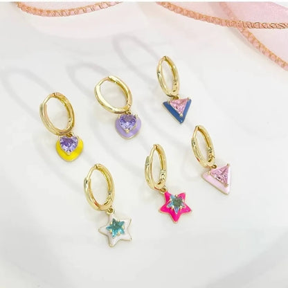 6 Pieces Vacation Sweet Star Plating Inlay Alloy Artificial Diamond Drop Earrings