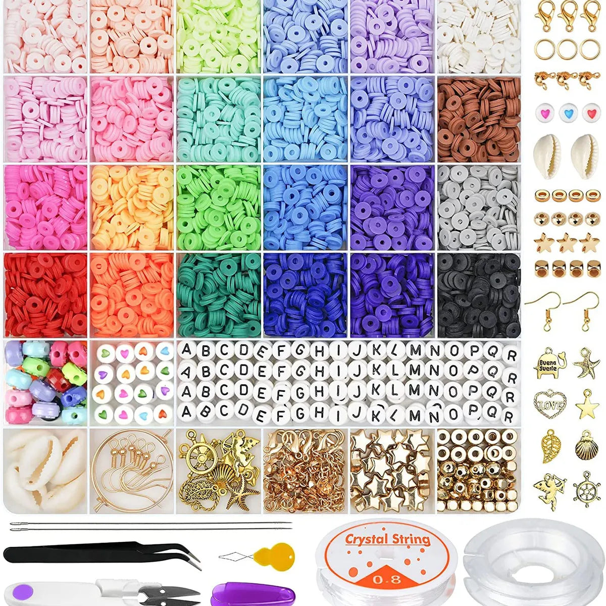 6000 Pieces Clay Bead Set Soft  Tube Beaded DIY Handmade Bracelet Necklace Jewelry Bohemian Style