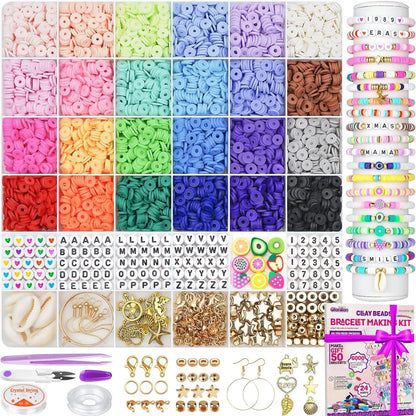 6000 Pieces Clay Bead Set Soft  Tube Beaded DIY Handmade Bracelet Necklace Jewelry Bohemian Style