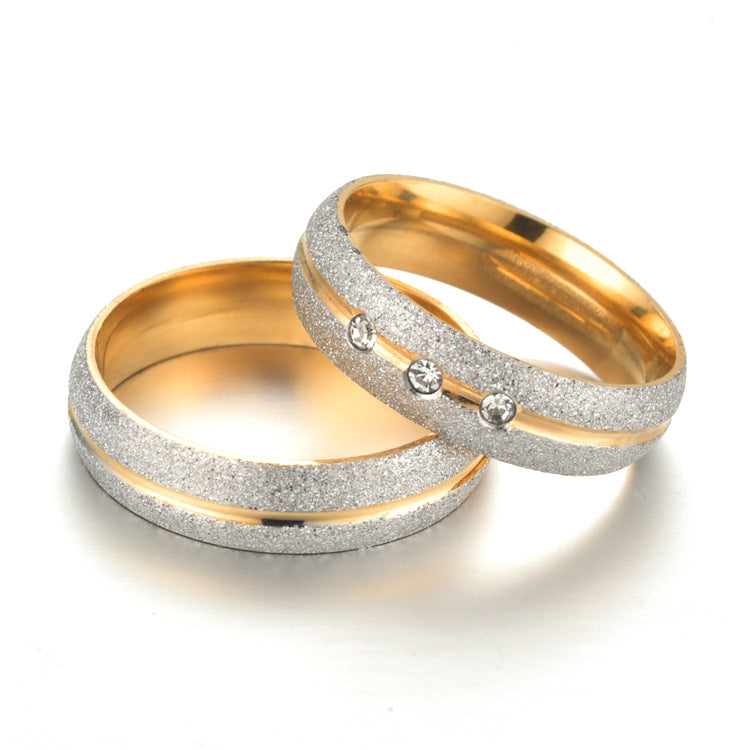 Wholesale New Titanium Steel Frosted Diamond Couple Ring Gooddiy