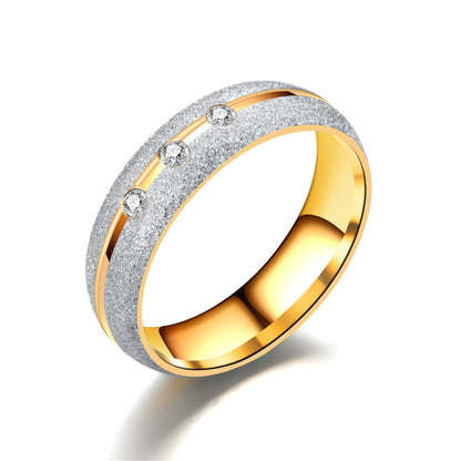 Wholesale New Titanium Steel Frosted Diamond Couple Ring Gooddiy