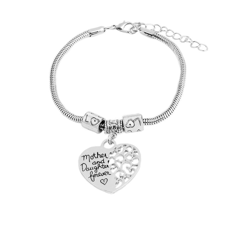 Simple New  Letters Mother And Daughter Forever Heart-shaped Tag Bracelet  Gooddiy Wholesale