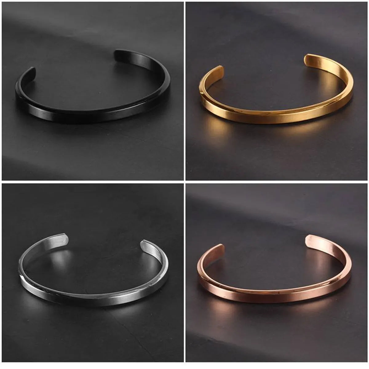 6mm Stainless Steel C Bracelet Titanium Steel Opening Adjustable Bracelet