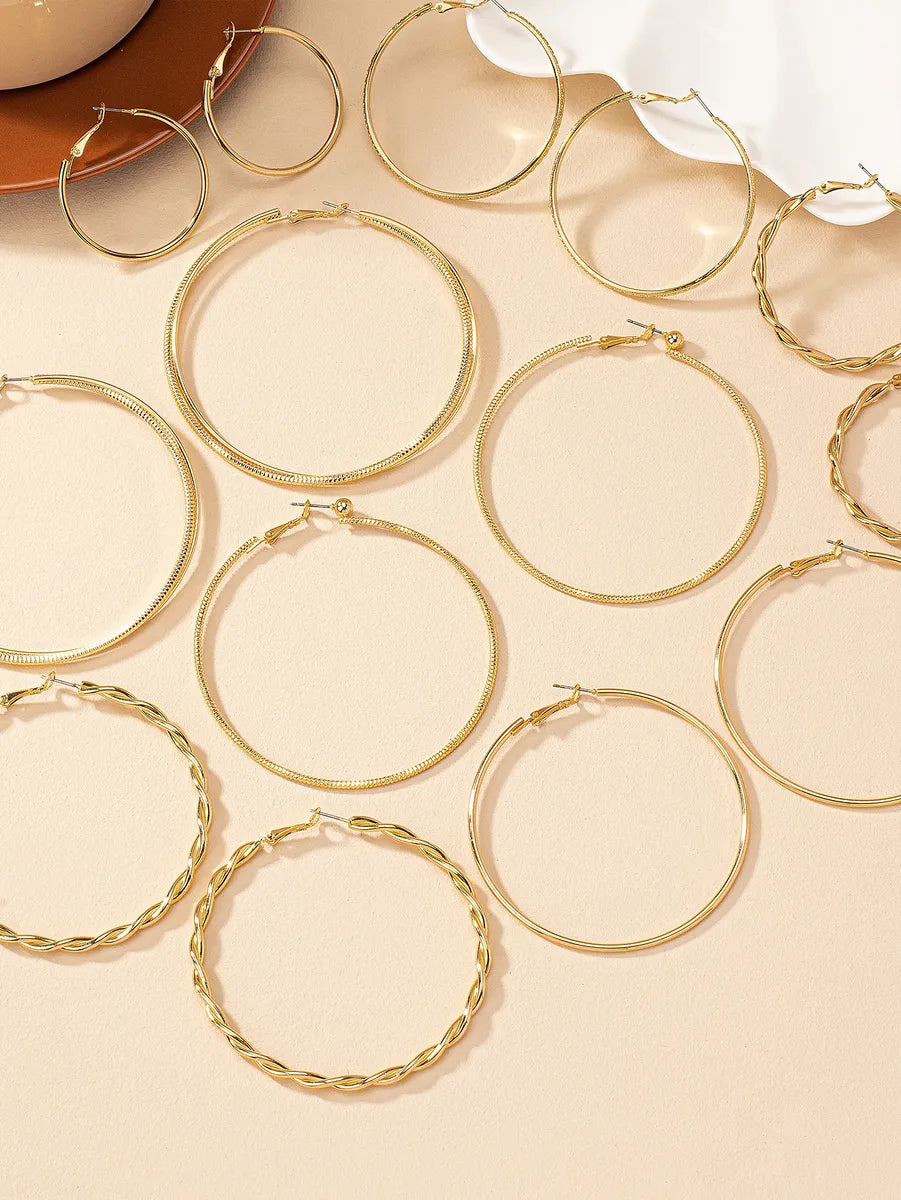 7 Pairs Exaggerated Simple Style Circle Iron Hoop Earrings