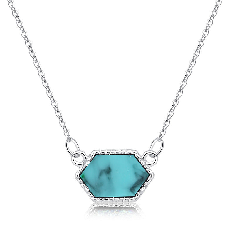 Fashion Simple Multicolor Crystal Cluster Turquoise Diamond Pendant Necklace