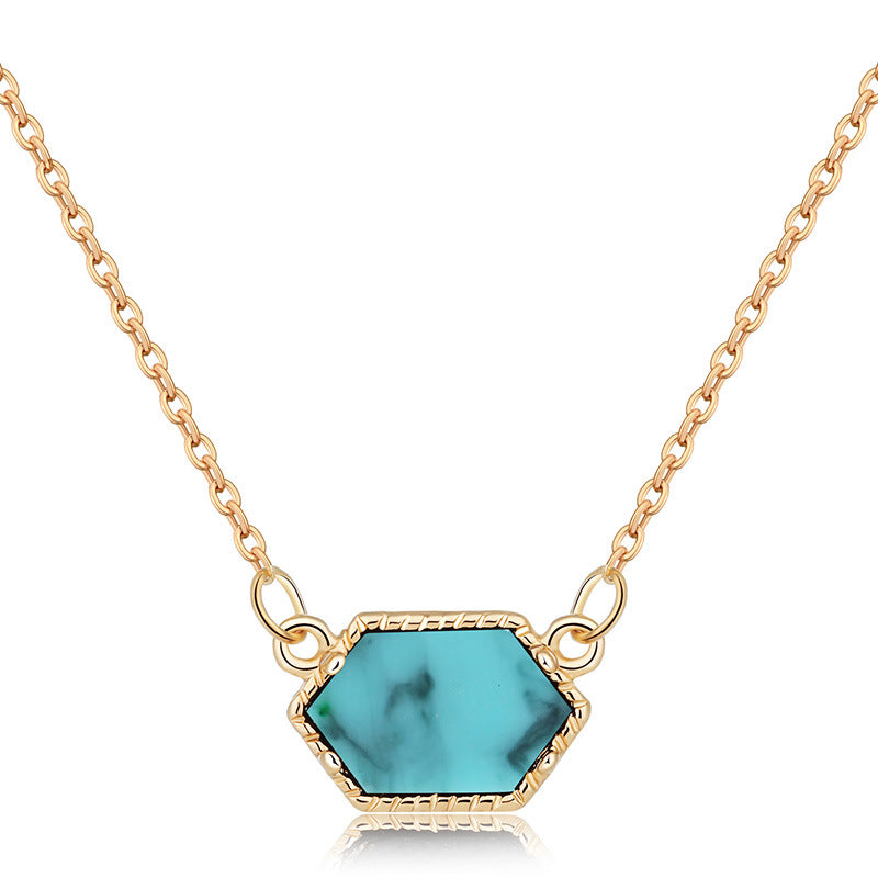 Fashion Simple Multicolor Crystal Cluster Turquoise Diamond Pendant Necklace