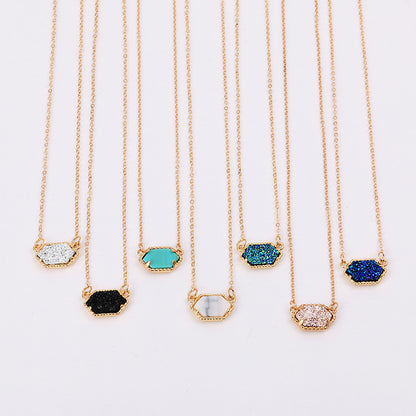 Fashion Simple Multicolor Crystal Cluster Turquoise Diamond Pendant Necklace