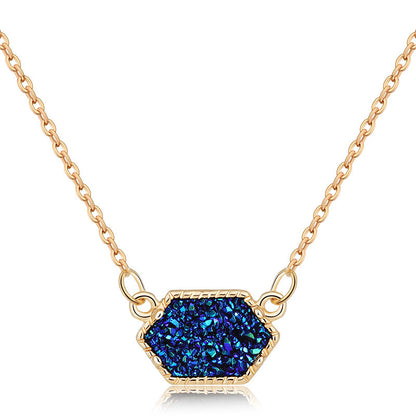 Fashion Simple Multicolor Crystal Cluster Turquoise Diamond Pendant Necklace