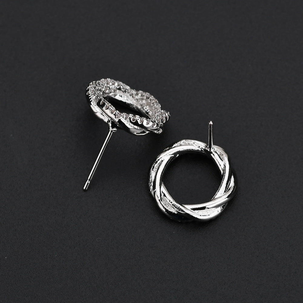 1 Pair Simple Style Commute Twist Polishing Plating Inlay Copper Zircon Ear Studs