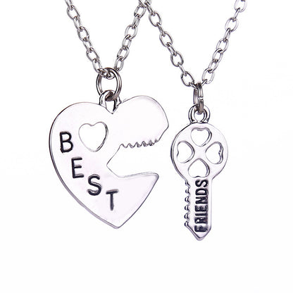 New Fashion Wild Heart Key Best Friends Best Friend Suit Necklace Wholesale