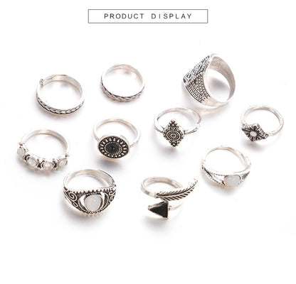 Fashion Plating Arrow Eyes Geometric Dripping Oil Ring 10-piece Set