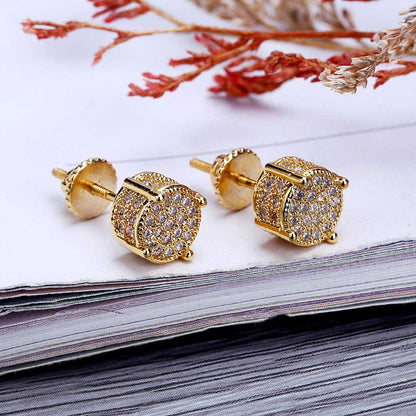 1 Pair Ig Style Geometric Copper Zircon Ear Studs