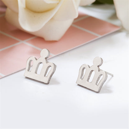 Simple Crown Stainless Steel Earrings