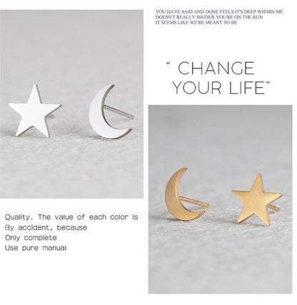 Fashion Star Stainless Steel No Inlaid Earrings Ear Studs