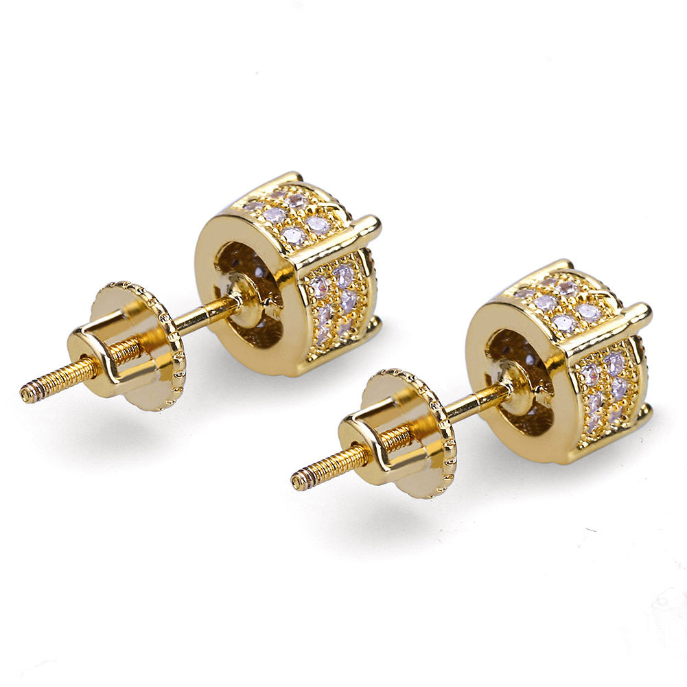 1 Pair Ig Style Geometric Copper Zircon Ear Studs