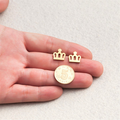 Simple Crown Stainless Steel Earrings