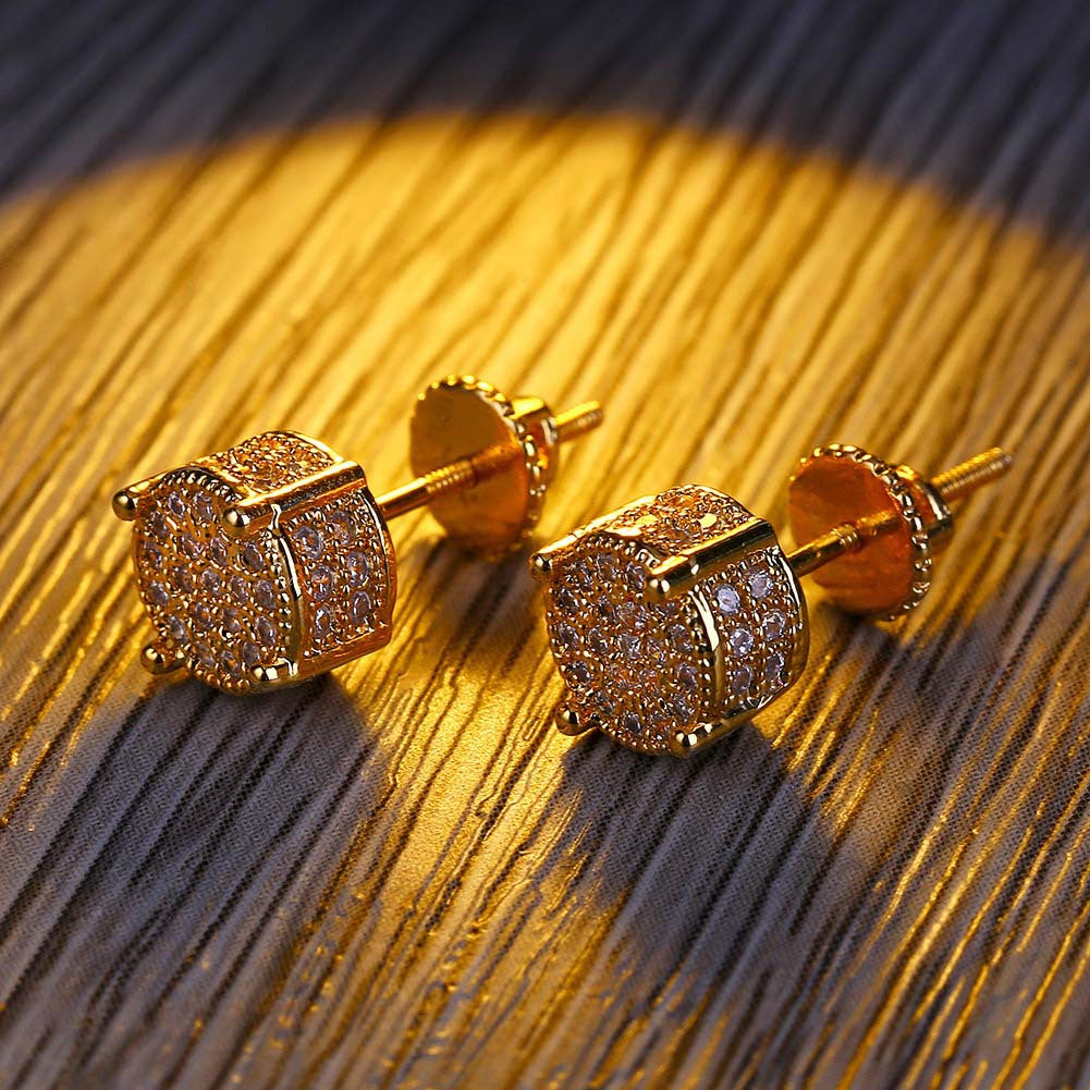 1 Pair Ig Style Geometric Copper Zircon Ear Studs