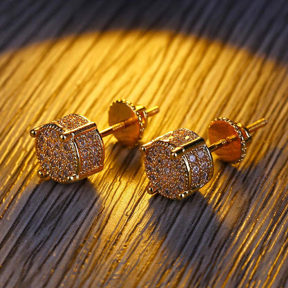 1 Pair Ig Style Geometric Copper Zircon Ear Studs