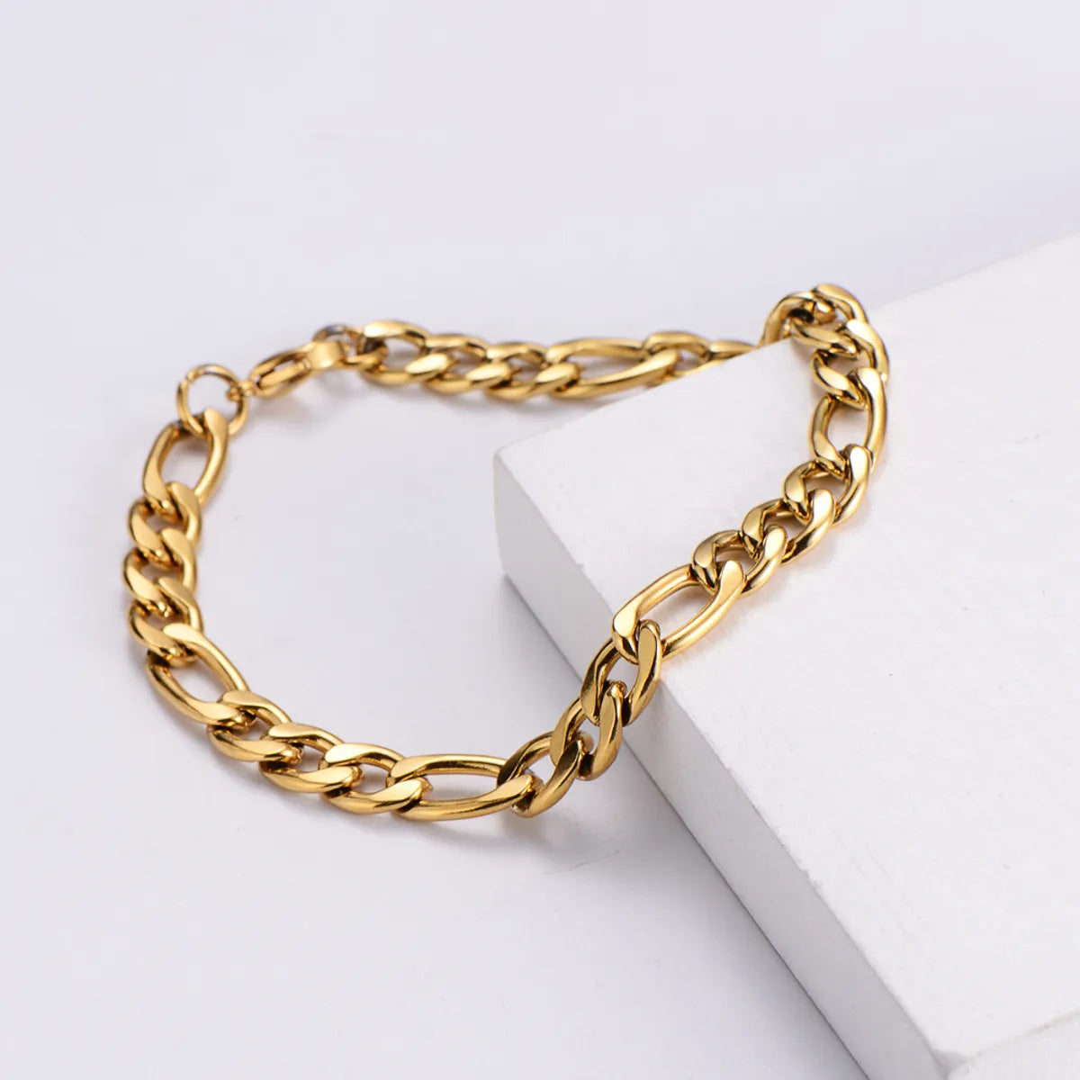 Hip-Hop Geometric 304 Stainless Steel Inlaid Gold No Inlaid 18K Gold Plated Men'S Bracelets